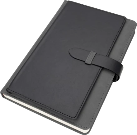 Notatnik A5 w linie z wizytownikiem - ciemnoszary - (NMC-20088-77)