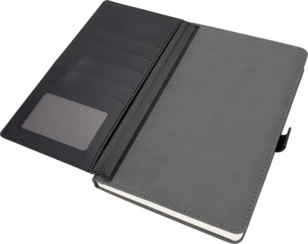 Notatnik A5 w linie z wizytownikiem - ciemnoszary - (NMC-20088-77)