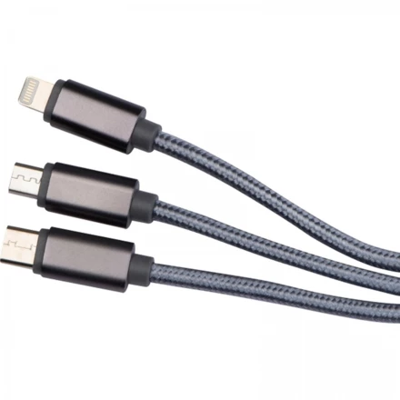 3in1 charging cable long 120 cm - grey - (NMC-32663-07)