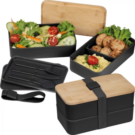 Lunch box ze sztućcami - czarny - (NMC-82531-03)