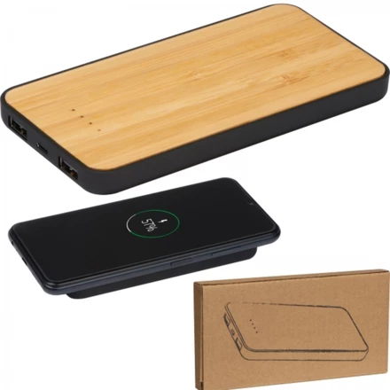 Power bank 8000 mAh with wireless charger - beige - (NMC-33190-13)