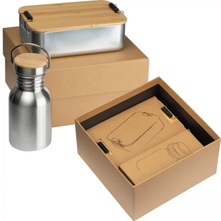 Zestaw lunch box i butelka 300 ml - wielokolorowy - (NMC-93571-mc)