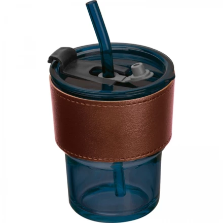 Kubek szklany ze słomką 320 ml - granatowy - (NMC-83844-44)