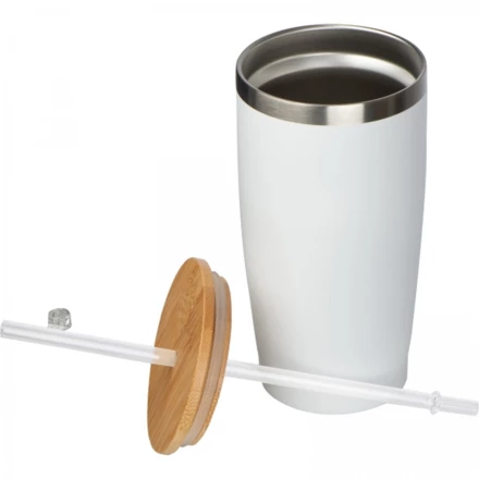 Kubek termiczny ze słomką 500 ml - biały - (NMC-83967-06)