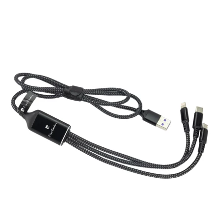 3 in 1 cable with illuminated logo Pierre Cardin - black - (NMC-B9000400IP3-03)