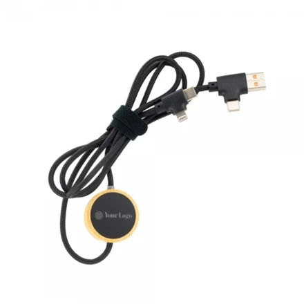 Długi drewniany kabel 4w1 z podświetlanym logo - beżowy - (NMC-EG0598-13)