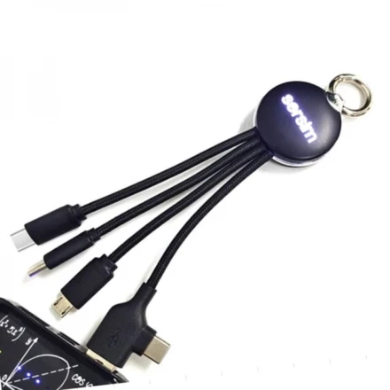 4in1 cable with illuminated logo, RXD-368 - black - (NMC-EG0599-03)