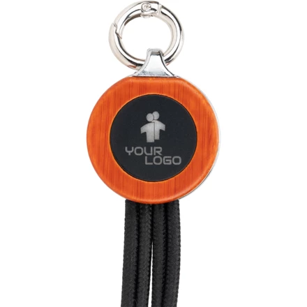 Kabel 4 w 1 z podświetlanym logo w drewnianej obudowie - beżowy - (NMC-EG0612-13)