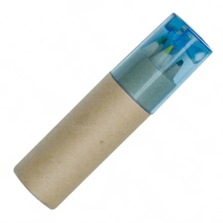 Wooden crayons 6 colors BECKY - blue - (NEG-1132-04)
