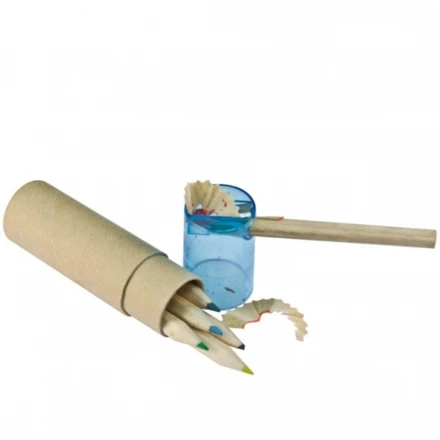 Wooden crayons 6 colors BECKY - blue - (NEG-1132-04)