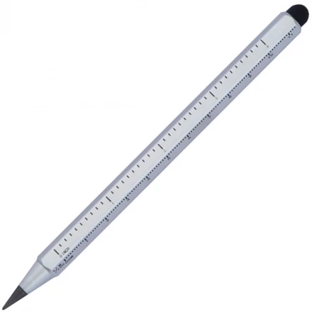 Aluminium everlasting ballpen with ruler HALMSTAD - grey - (NEG-3663-07)