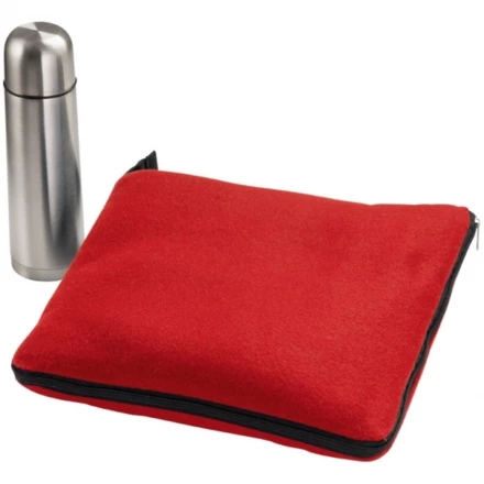 2in1 fleece blanket and 500 ml thermos set LIVERPOOL - red - (NEG-3478-05)