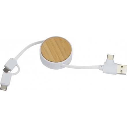 Bamboo charging cable GRONINGEN - beige - (NEG-3199-13)