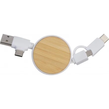 Bamboo charging cable GRONINGEN - beige - (NEG-3199-13)