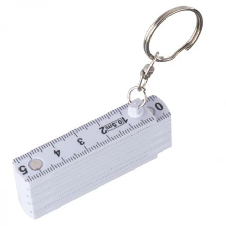Plastic keyring with 0.5 m folding ruler - white - (NEG-1355-06)