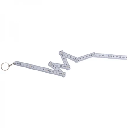 Plastic keyring with 0.5 m folding ruler - white - (NEG-1355-06)