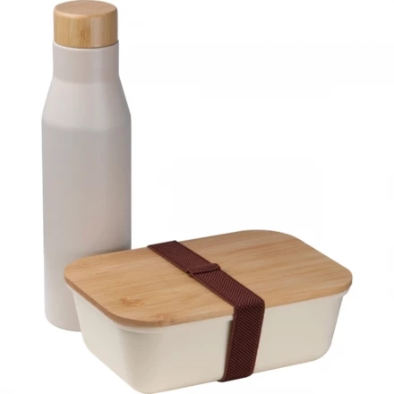 Zestaw lunchbox 1000 ml i butelka termiczna 500 ml TORONTO - beżowy - (NEG-4852-13)