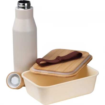 Zestaw lunchbox 1000 ml i butelka termiczna 500 ml TORONTO - beżowy - (NEG-4852-13)