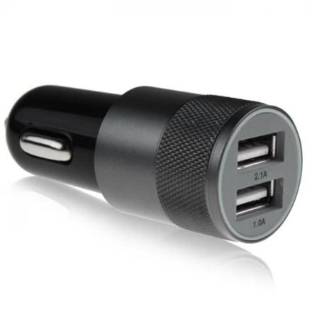 Metalowa ładowarka samochodowa x2 USB - czarny - (NEG-EG0141-03)