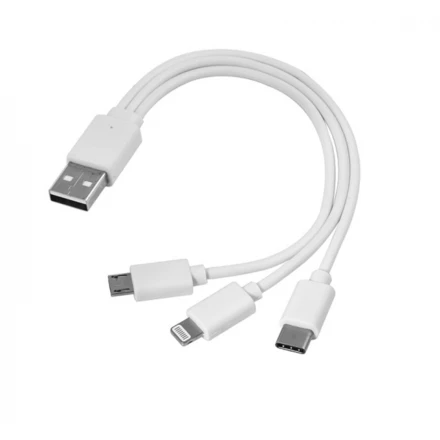 USB cable 3w1 micro USB + USB Type-C + Lightning - white - (NEG-EG ZT7)