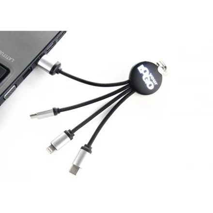 Kabel 3w1 z podświetlanym logo, RXD-368 - czarny - (NEG-EG0419-03)