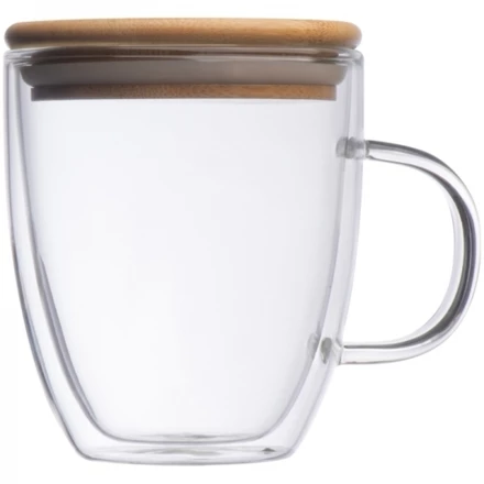 Glass mug with lid 350ml GERTHE - transparent - (NEG-1537-66)