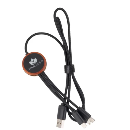 Kabel 3w1 z podświetlanym logo, LH-ZM04 - beżowy - (NEG-EG0609-13)