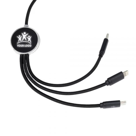 Long 3-in-1 cable with illuminated logo W201TG - black - (NEG-EG0534-03)