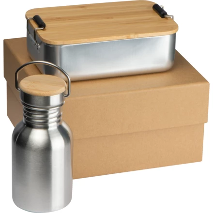 Zestaw lunch box i butelka 300 ml QUEBEC - wielokolorowy - (NEG-3571-mc)