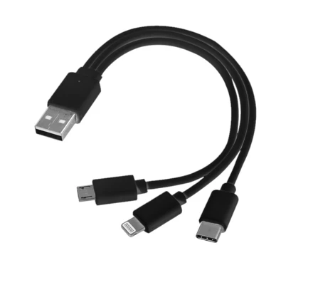USB cable 3w1 micro USB + USB Type-C + Lightning - black - (NEG-EG ZT7-03)
