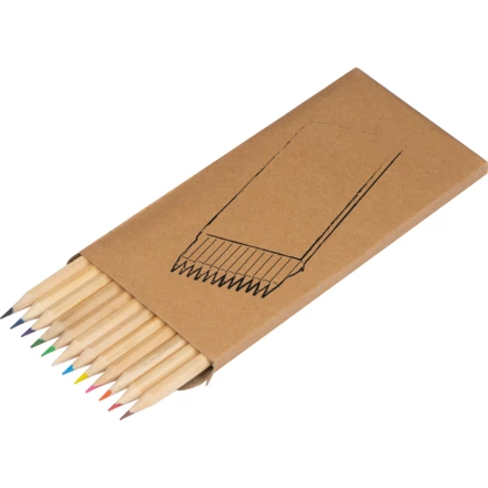 Wooden crayons 12 colors MENORCA - beige - (NEG-3164-13)