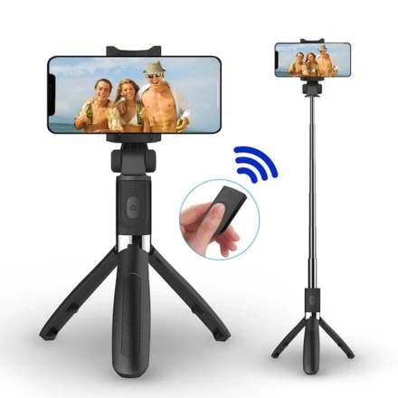 Selfie Stick ze stojakiem, K06 - czarny - (NEG-EG05892-03)