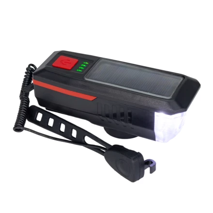 Lampka rowerowa solarna z klaksonem, MC-5 - czarny - (NEG-EG05899-03)