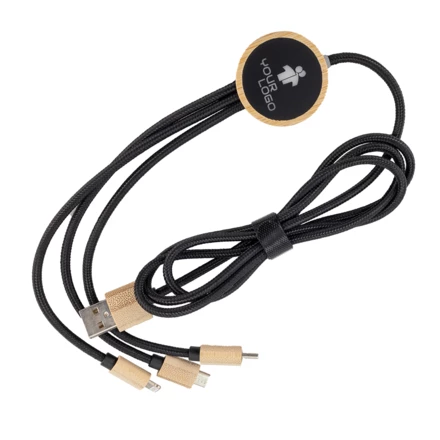 Long 3-in-1 cable with illuminated logo LH-ZMU06 - beige - (NEG-EG0591-13)