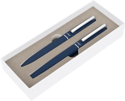 Zestaw piśmienny długopis i pióro kulkowe soft touch SAINTE-MAXIME MoLu - granatowy - (NEG-3933-44)