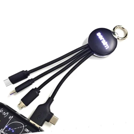 4w1 cable with illuminated logo RXD-368 - black - (NEG-EG0599-03)