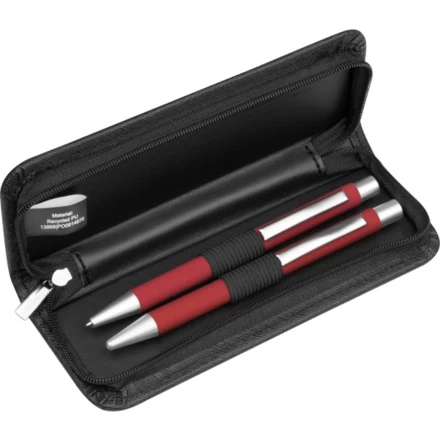 Zestaw piśmienny długopis i ołówek automatyczny soft touch UPPSALA - czerwony - (NEG-4410-05)