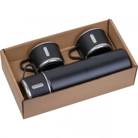 Termos z kubkami ICELAND 400 ml - czarny - (NEG-5387-03)