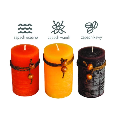 Zestaw świec zapachowych, brązowy/żółty (NPB-R17476)