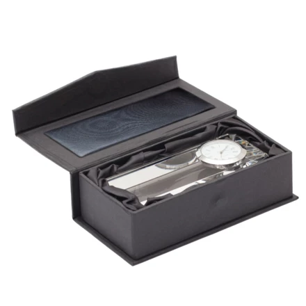 Kryształowy przycisk do papieru z zegarem Cristalino, transparentny (NPB-R22186.00)