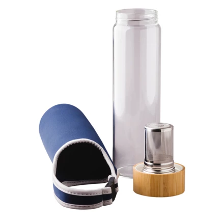 Szklana butelka z zaparzaczem herbaty Gourmet 600 ml, granatowy (NPB-R08273.42)