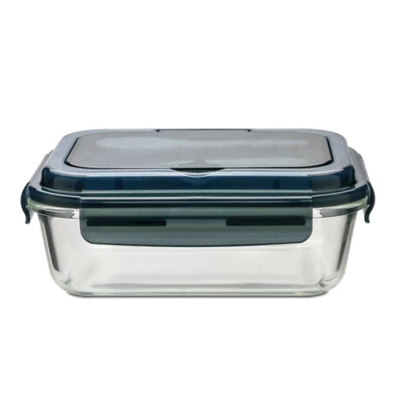 Szklany lunch box ze sztućcami 1000 ml Lagos, czarny (NPB-R08444.02)