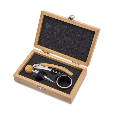 Zestaw do wina w bambusowym pudełku Sommelier, beżowy (NPB-R22522.13)