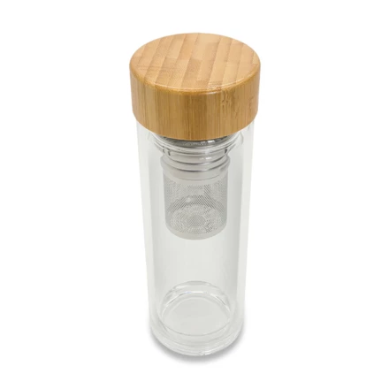 Dwuścienna butelka z zaparzaczem 400 ml Helen, transparentny (NPB-R08210.00)