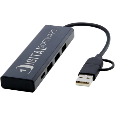 Rise hub USB 2.0 z aluminium pochodzącego z recyklingu z certyfikatem RCS (NPC-12434490)