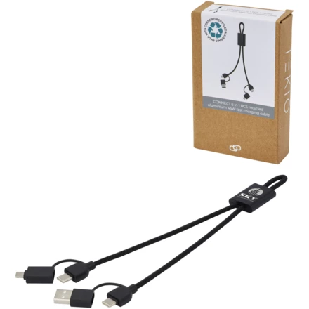 Connect kabel do szybkiego ładowania 6-w-1 o mocy 45 W z aluminium pochodzącego z recyklingu z certyfikatem RCS (NPC-12434590)