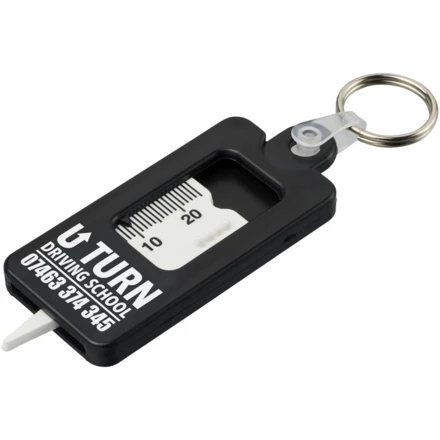 Kym brelok do kluczy z materiałów z recyklingu w kształcie narzędzia do pomiaru bieżnika opon (NPC-21019090)