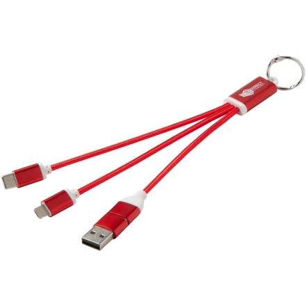 Metal kabel do ładowania 4 w 1 z aluminium z recyklingu z łańcuchem do kluczy (NPC-12438221)