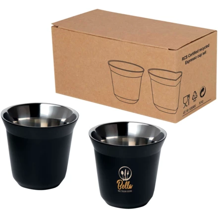 Duo zestaw filiżanek do espresso ze stali nierdzewnej z certyfikatem RCS 80 ml (NPC-10080490)