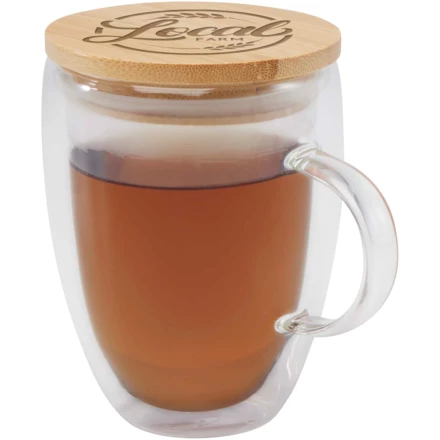 Szklany kubek Leona 350 ml z bambusową pokrywką (NPC-11341801)